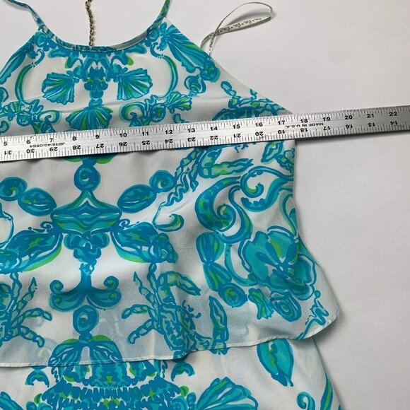 Lilly Pulitzer Womens Whistler Dress Blue White Size 10 Ruffle Silk Polyester - Picture 8 of 10